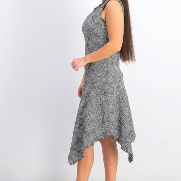 Fringe tweed Taylor sleeveless Asymmetrical dress size 10 (303) - Picture 3 of 11